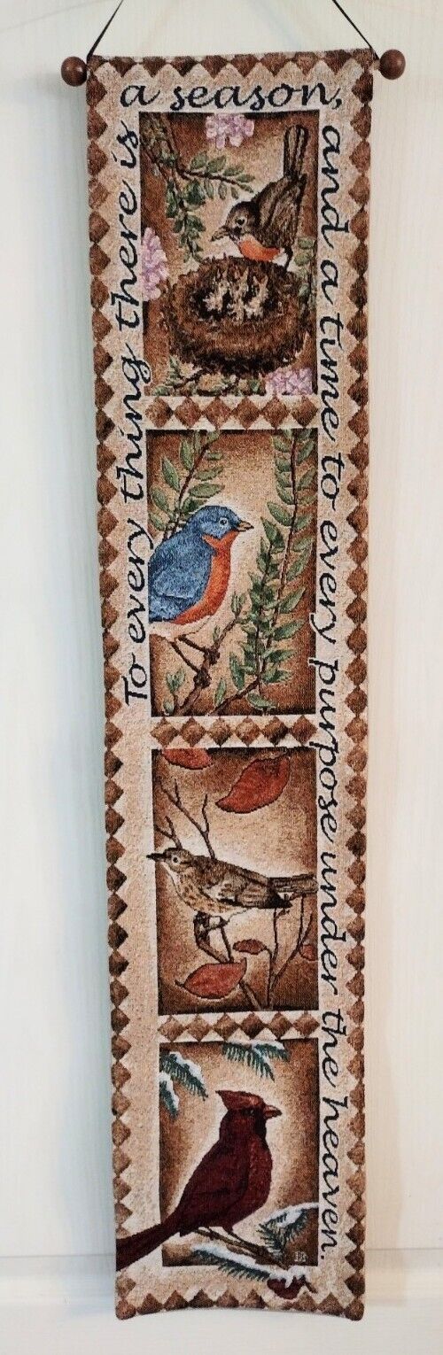 To Everything There Is A Season Multi Birds Tapestry Fabric Wall Hanging 40 x 8 