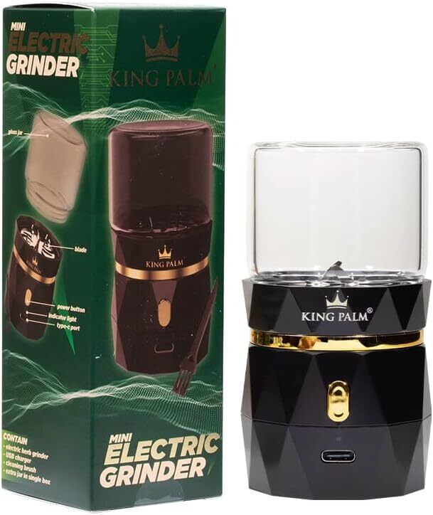 King Palm | Electric Herb & Coffee Grinder with USB type-C Charger | Black
