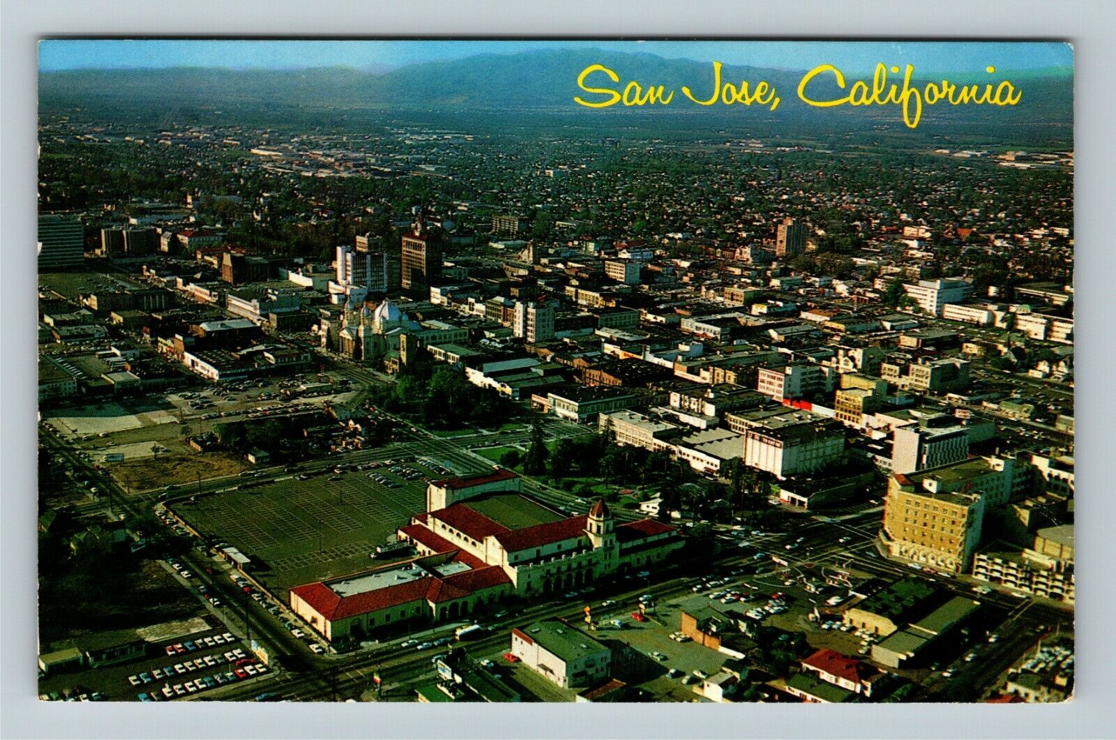 San Jose CA-California Aerial View Chrome c1968 Postcard