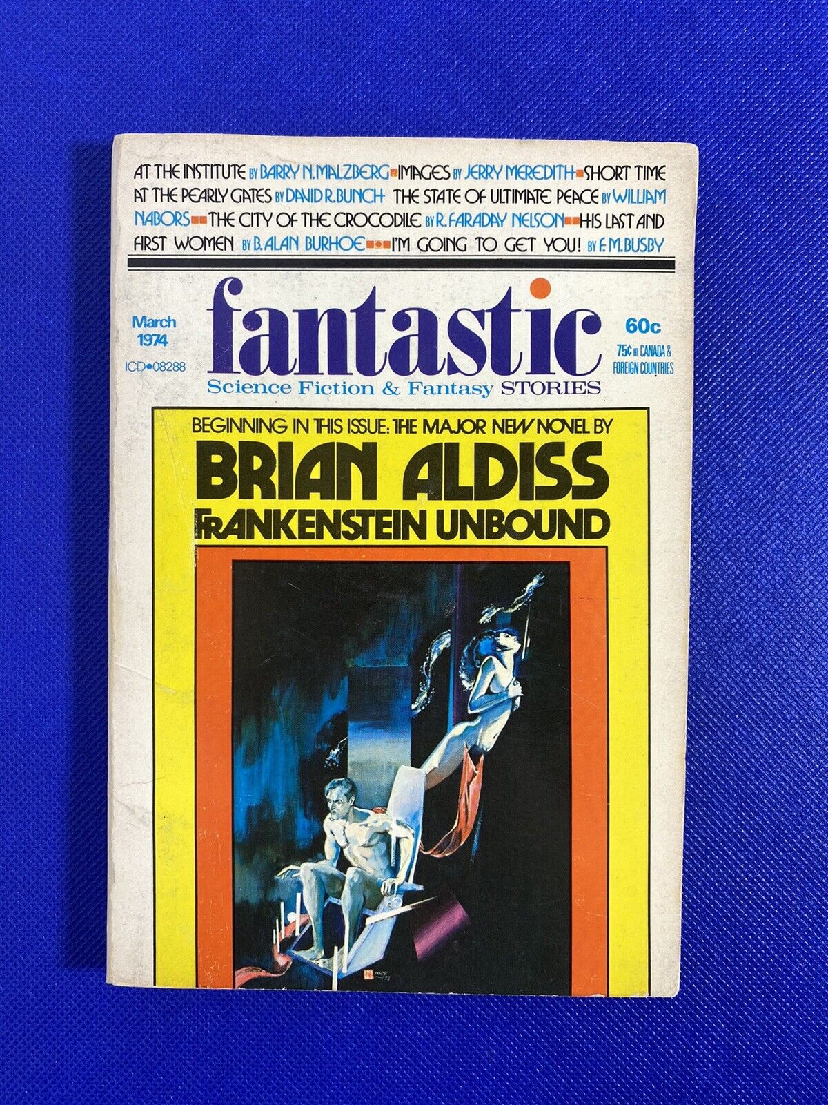 Fantastic Stories March 1974 Frankenstein story Brian Aldiss Jeff Jones Mike K