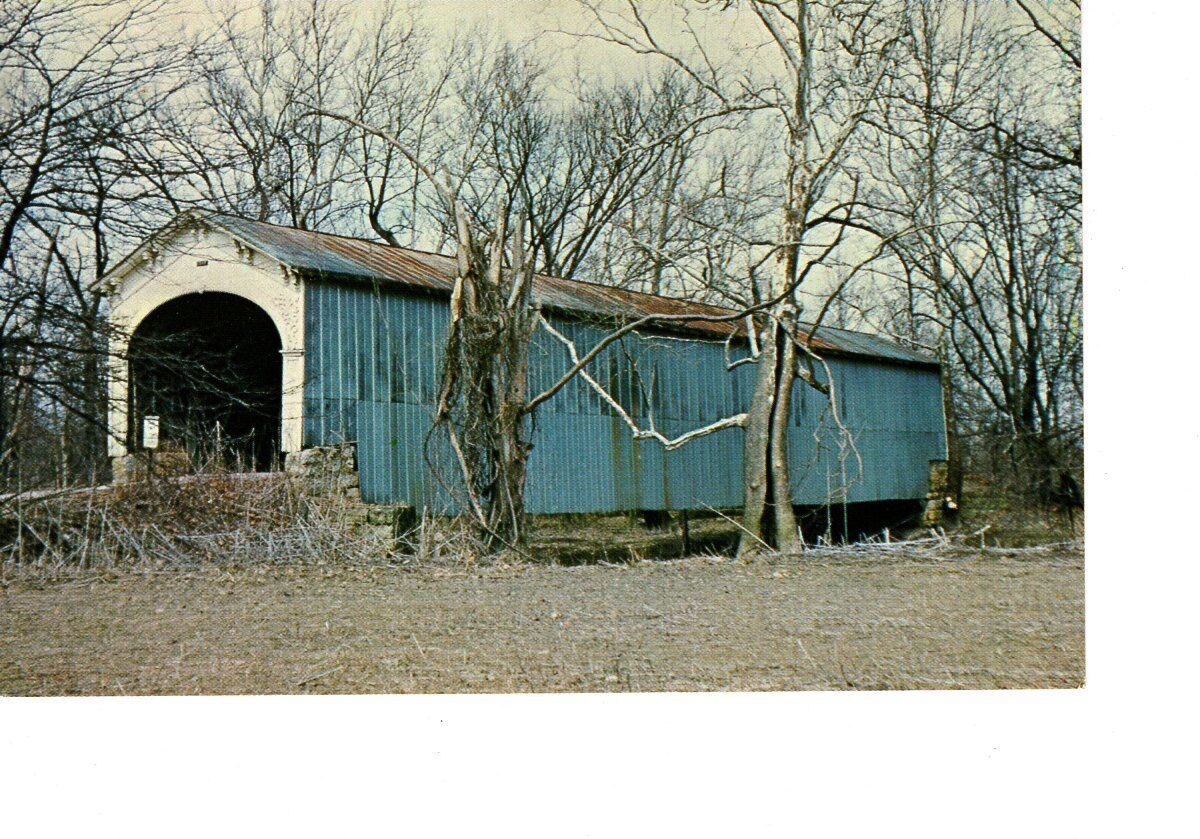Vintage Randolph County Indiana Emmetsville Covered Bridge Unposted Postcard 474