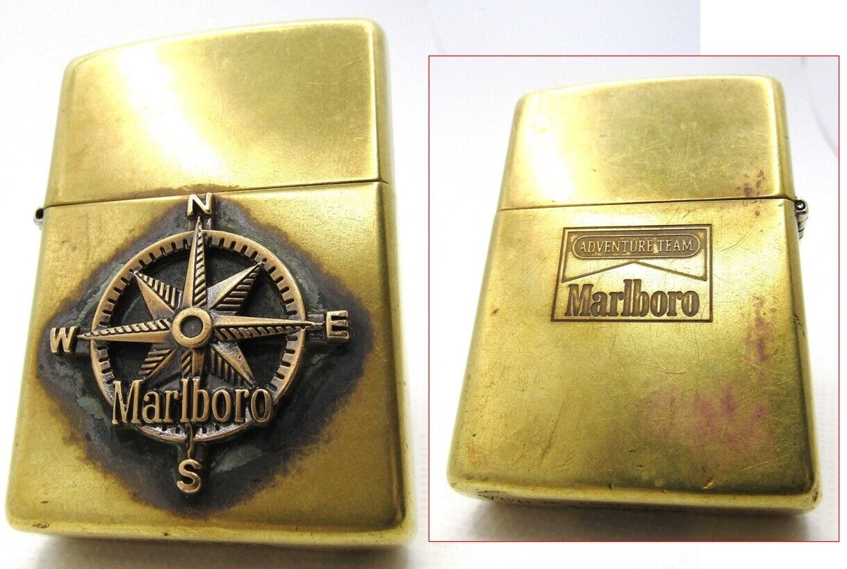 Marlboro Compass Metal Brass Adventure Team Zippo 1997 Fired Rare