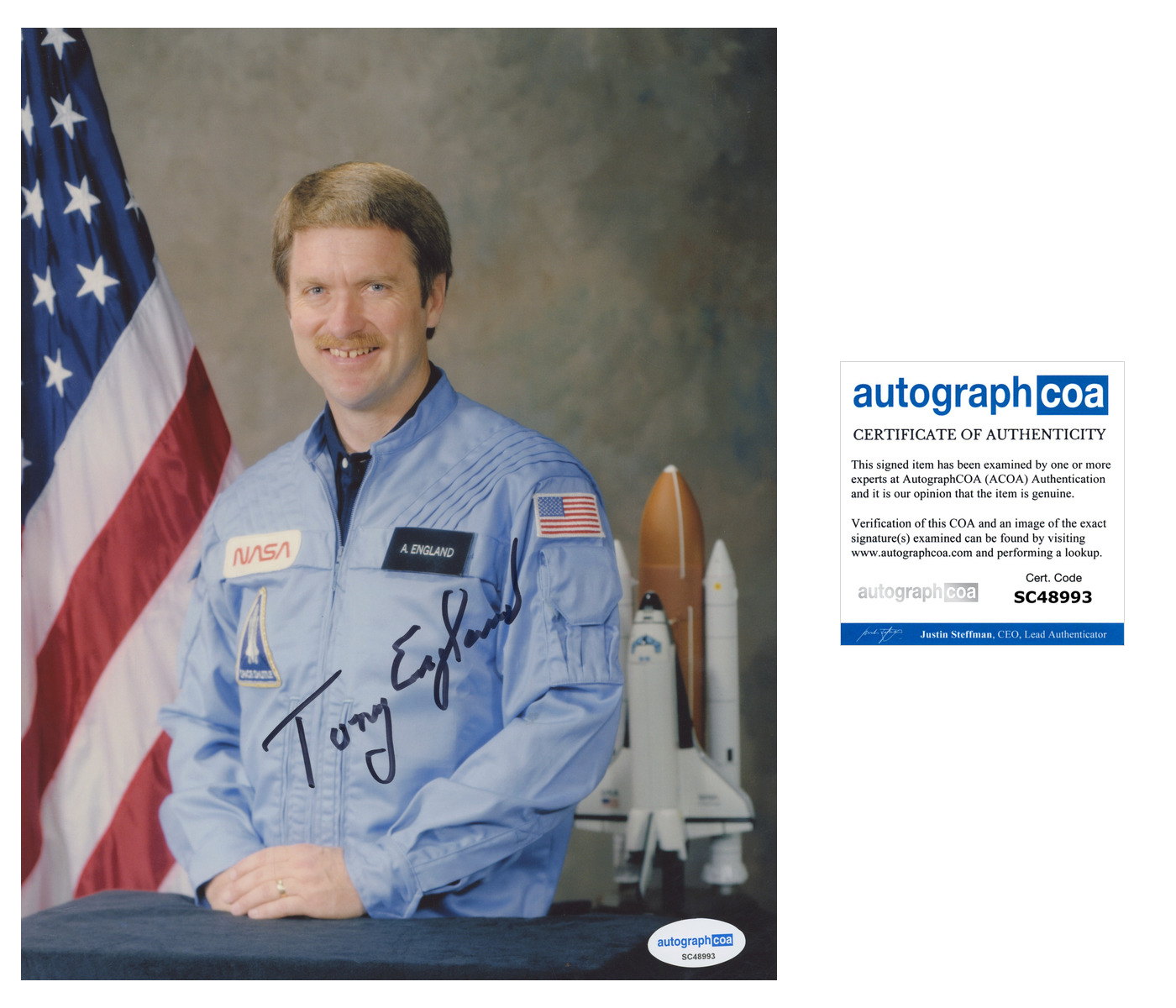 ANTHONY TONY ENGLAND SIGNED 8X10 PHOTO NASA ASTRONAUT SPACE AUTOGRAPH ACOA