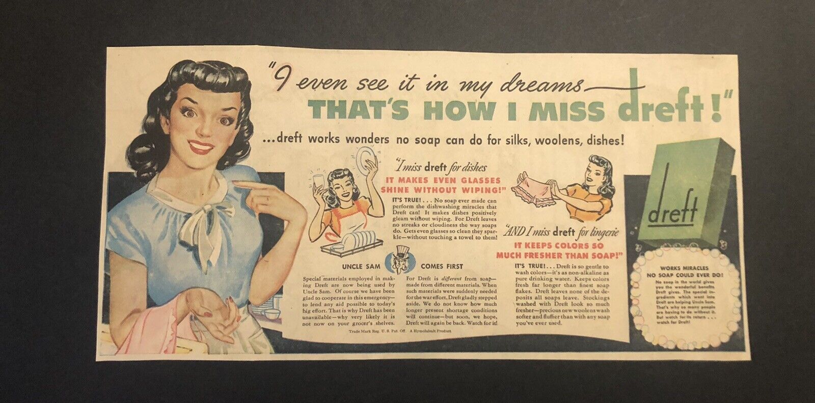 1950’s  Dreft Dish Soap Comic Newspaper Ad