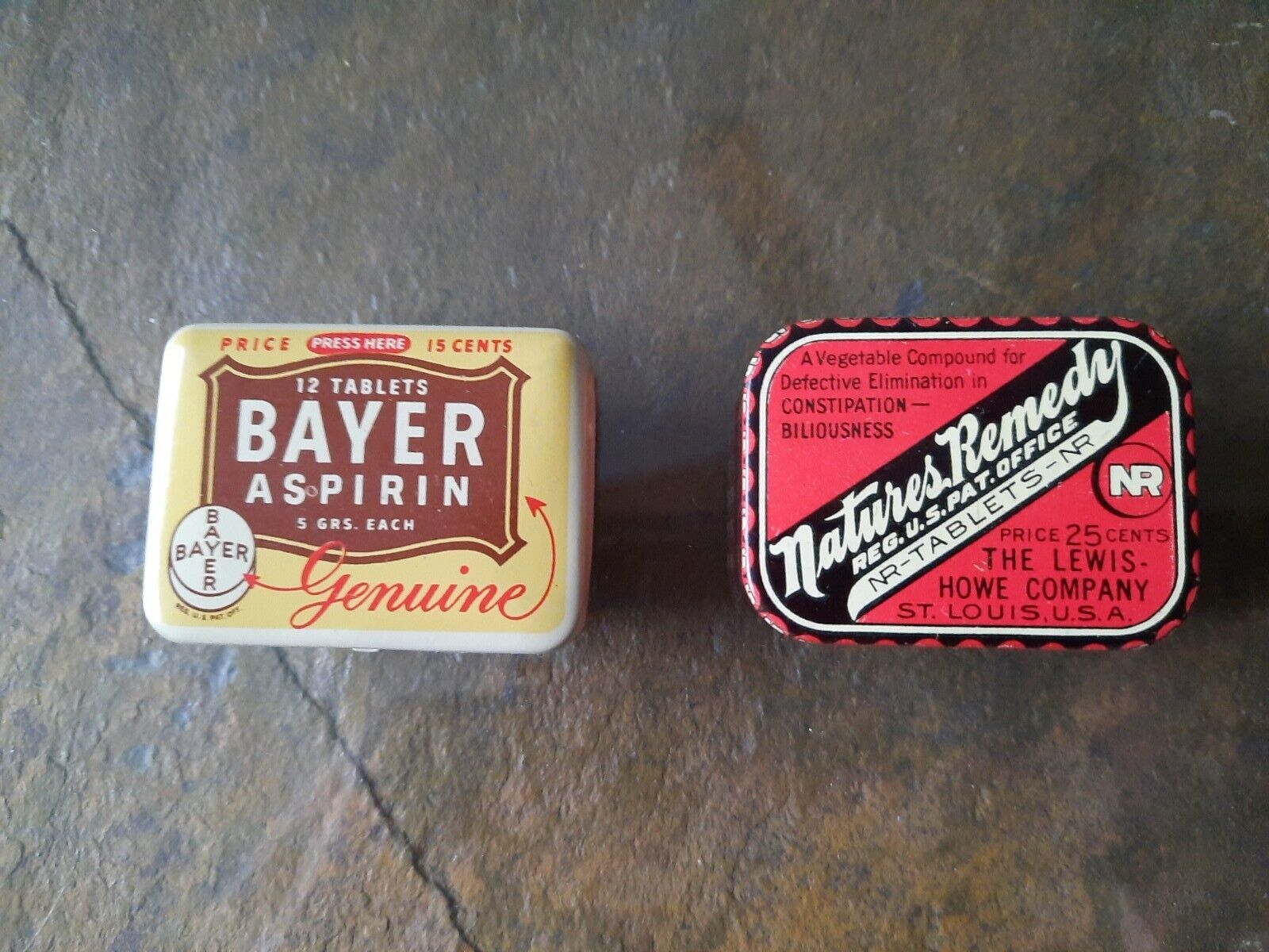 Vintage Bayer Aspirin Tin And Natures Remedy Tin