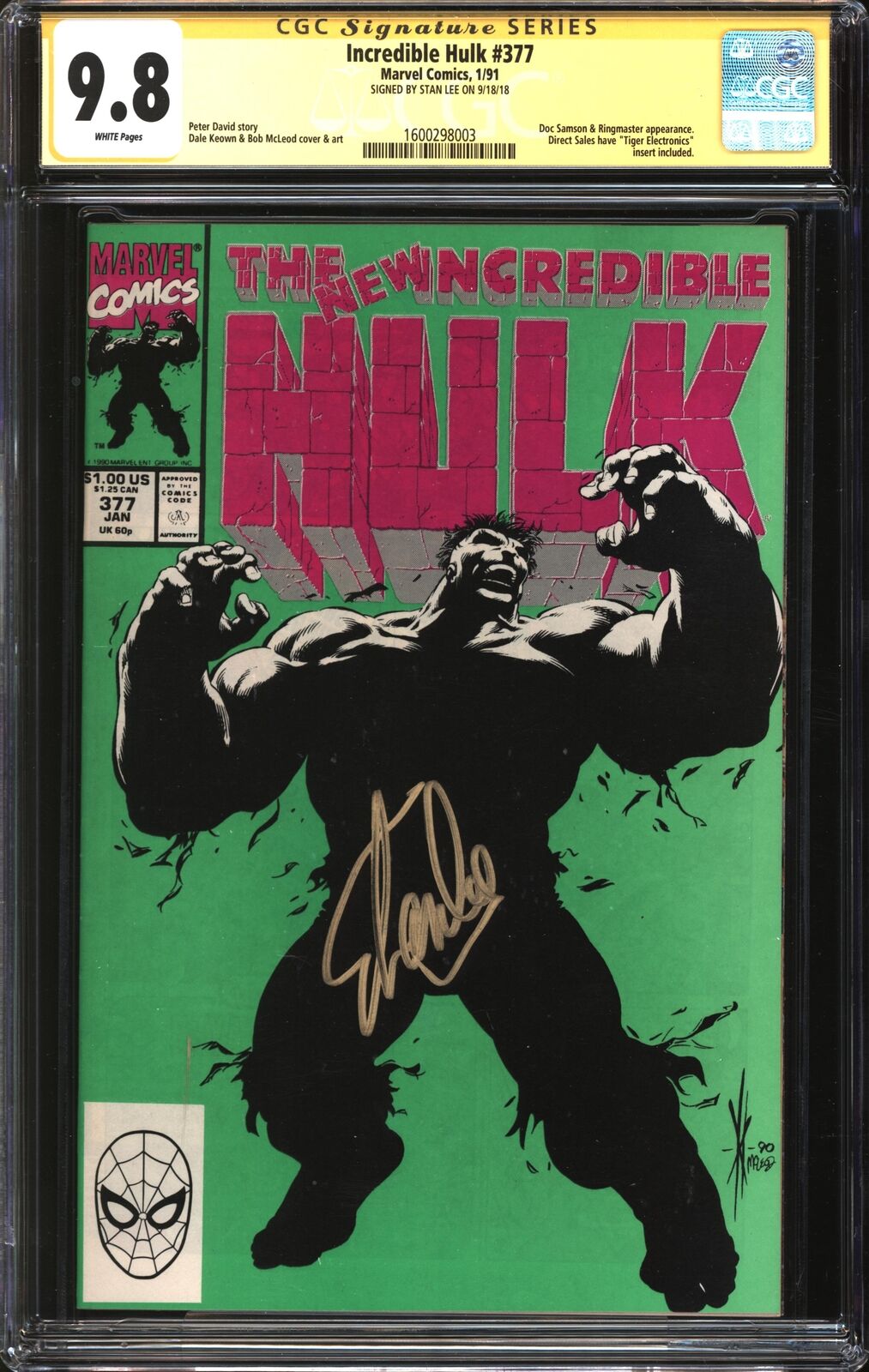 Incredible Hulk (1962) #377 CGC Signature Series 9.8 NM/MT