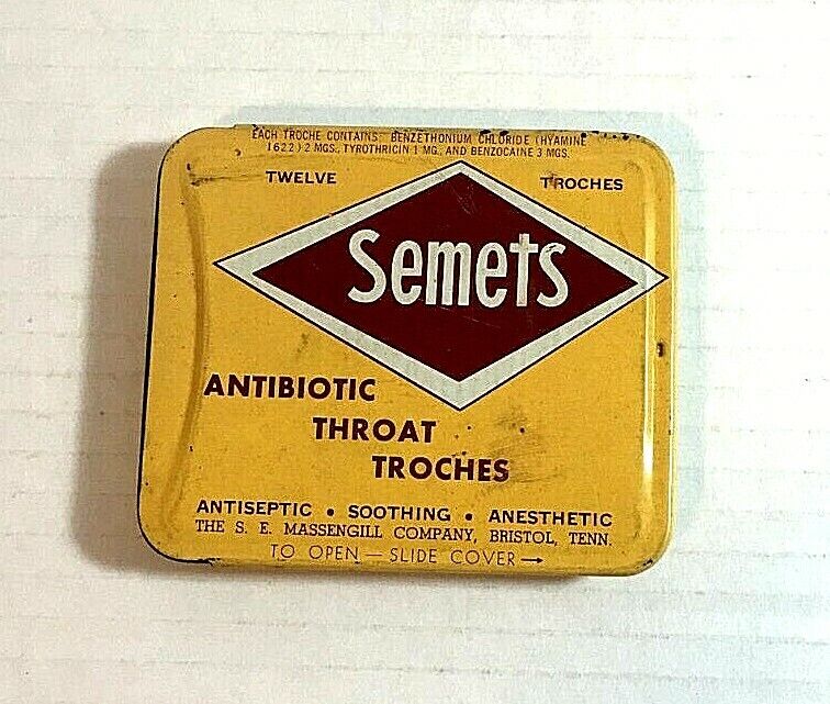 Vintage Advertising Semets Antibiotic Throat Troches Tin