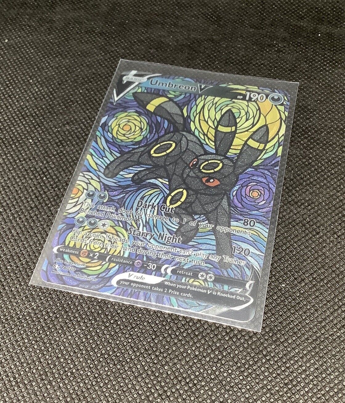 CUSTOM Umbreon Shiny/ Holo Pokemon Card Van Gogh Full/ Alt Art Stained Glass NM