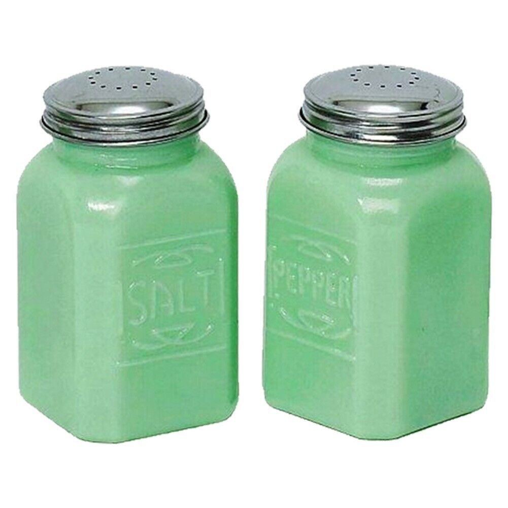 Jadeite Green Glass Collection Salt and Pepper Shakers Vintage Style Large NEW