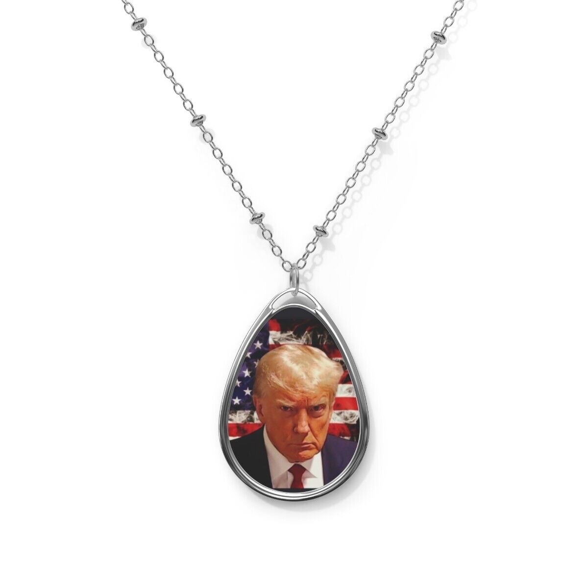 Mugshot Of The Century Donald Trump Mugshot Art Oval Fashion Necklace