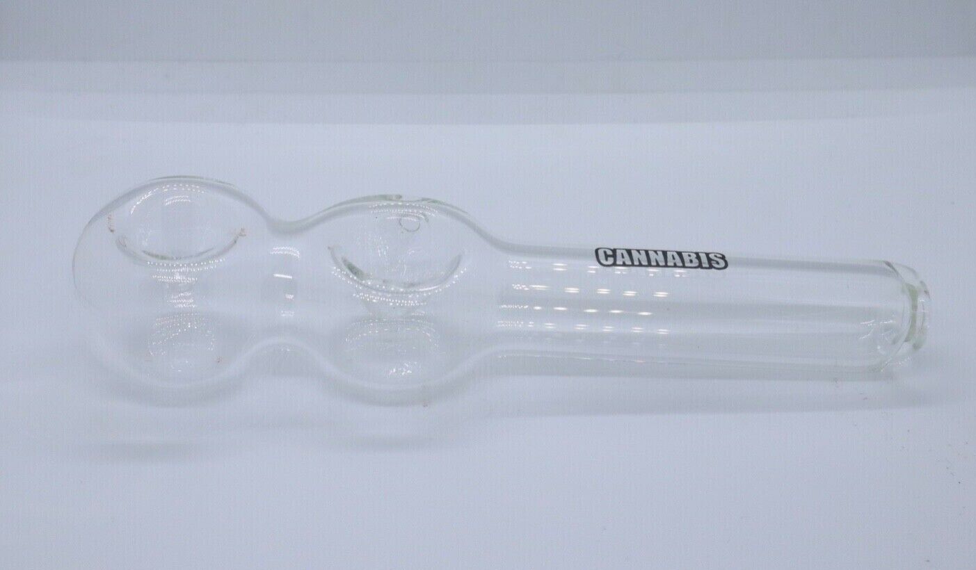 5 inch Double Bowl Clear Glass Spoon Pipe with Carb Hole