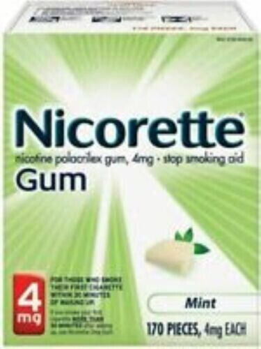 Nicorette Nicotine Gum Mint 4 MG Stop Smoking Aid 170 Count Exp 4/2024