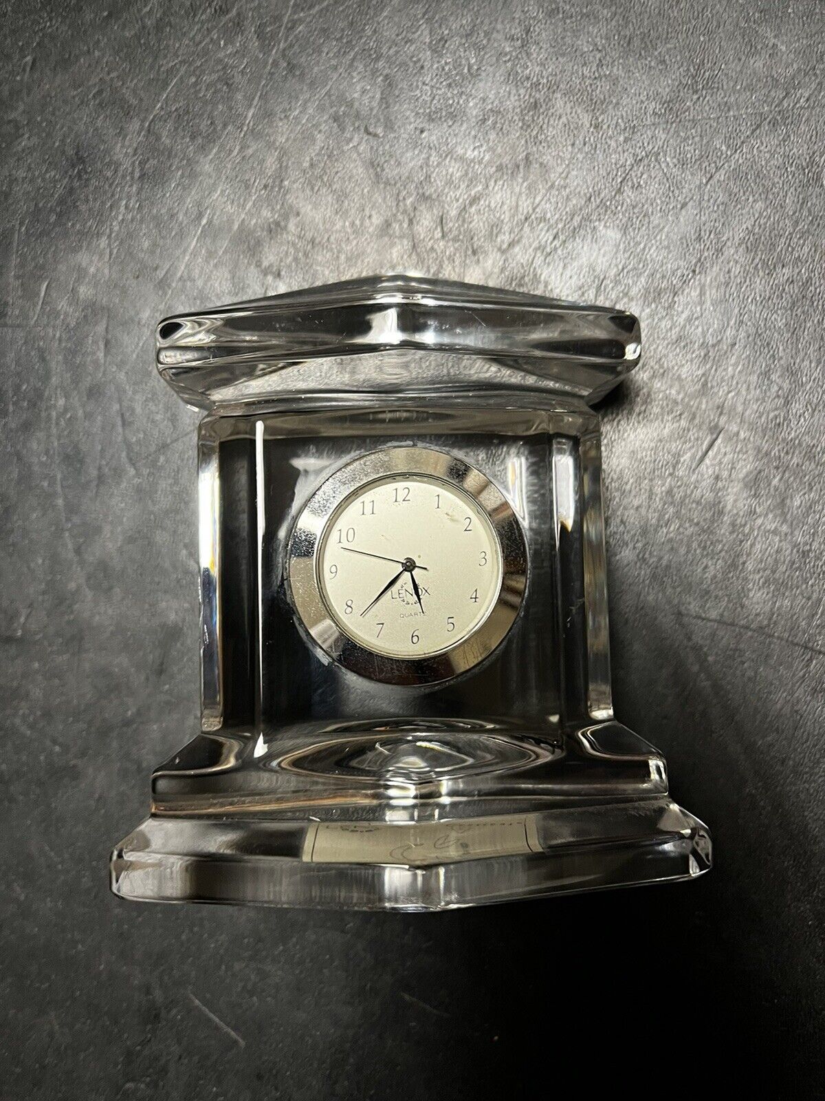 Lenox Ovations Monument Small Heavy Clock, Full Lead Crystal, 4” Tall Mantel