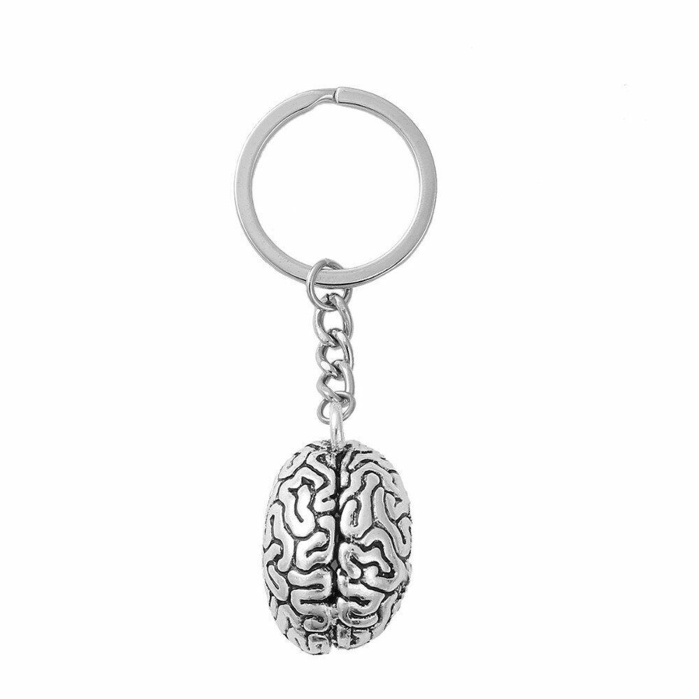 Brain 3D Keychain  Human Cerebrum Keyring Anatomical Metal Key Chains 8.7cm 1Pc