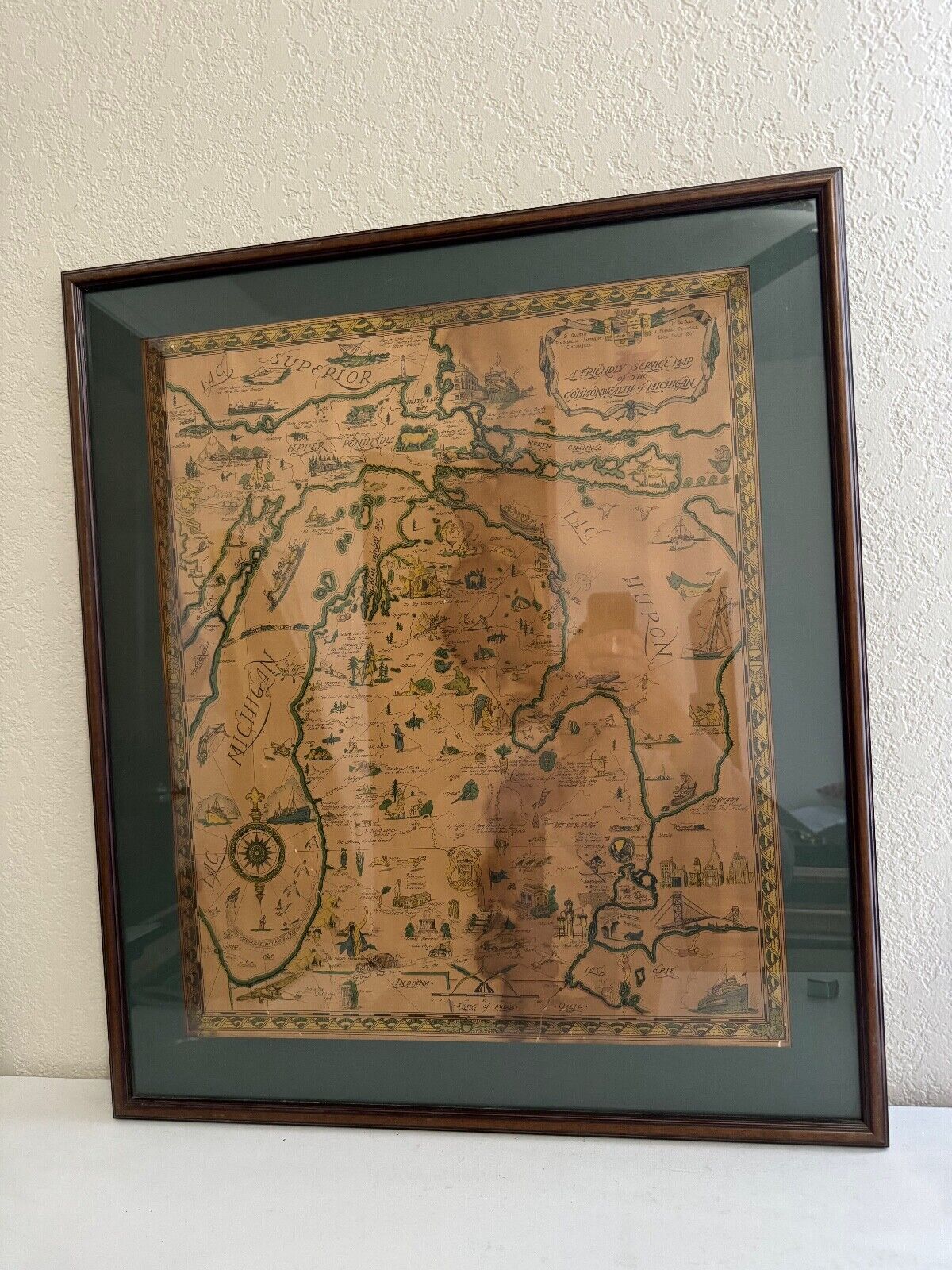 Vintage A Friendly Service Map of the Commonwealth of Michigan