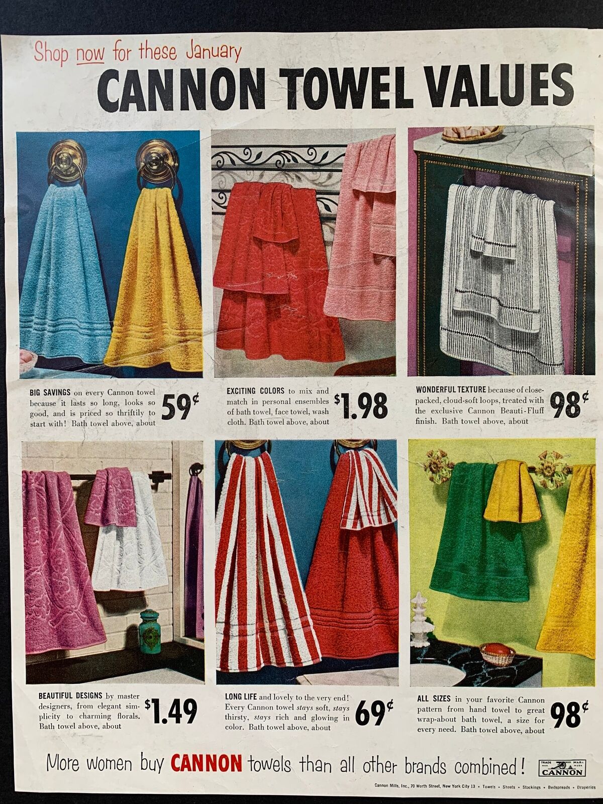 Vintage 1954 Cannon Towels Ad