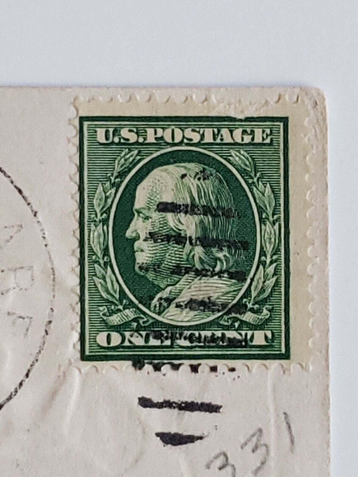 Ben Franklin Green One Cent Stamp 1909 Postmark Northweare NH Postcard Vintage