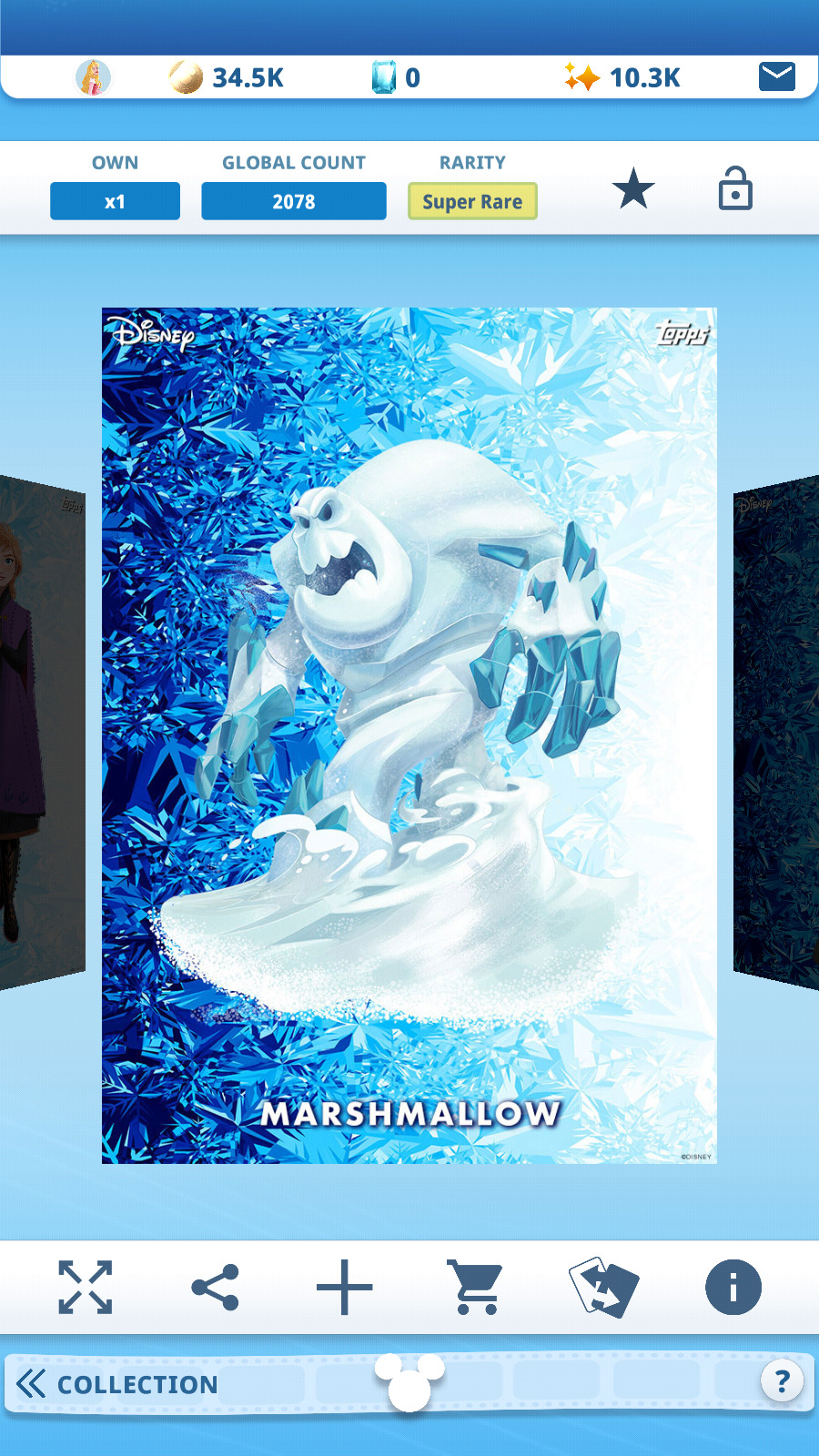 Topps Disney Collect Marshmallow Frozen Destiny Collection Ice TILT Super Rare