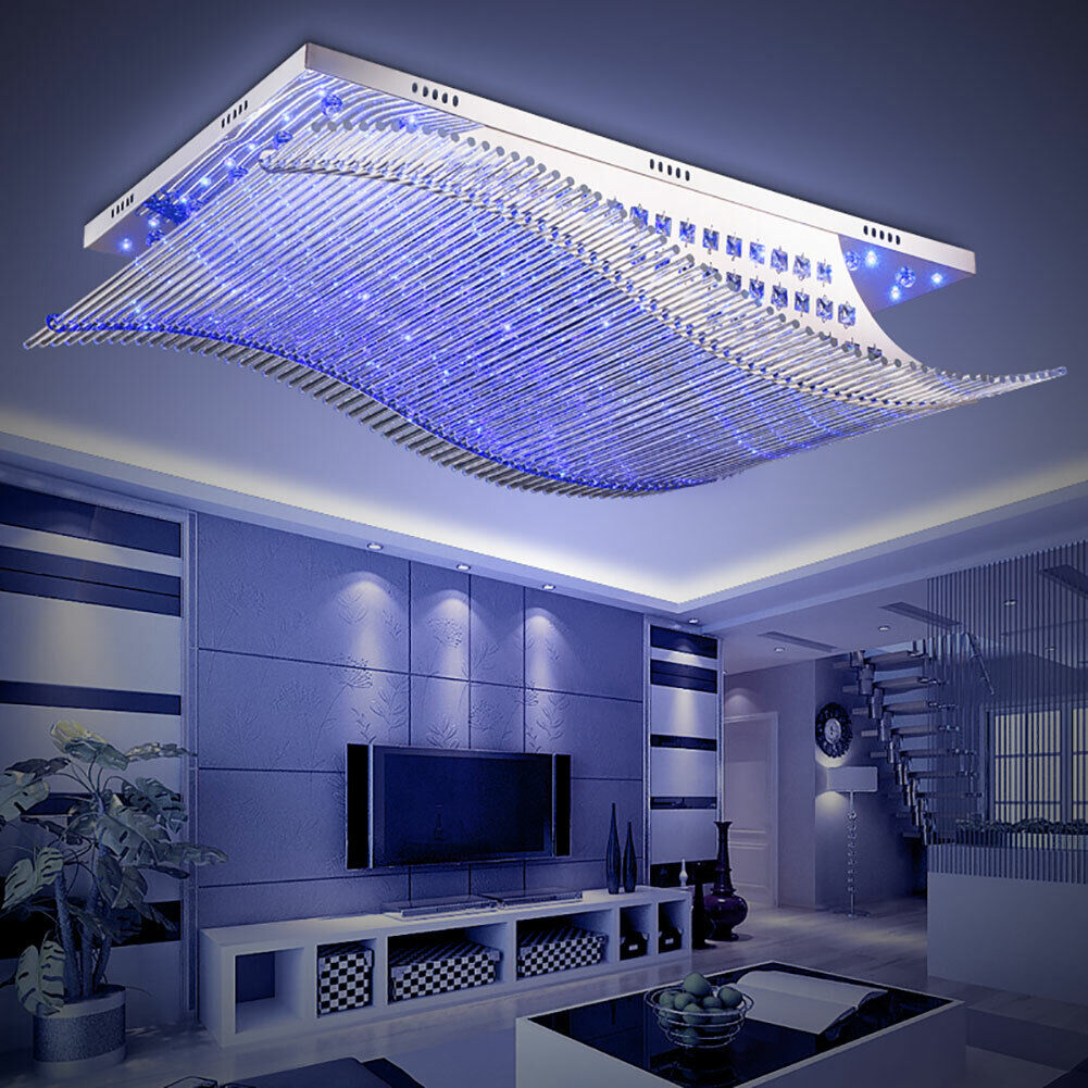 K9 Crystal Ceiling Light w/ Remote Control LED 4-Color Chandelier Home Lighting