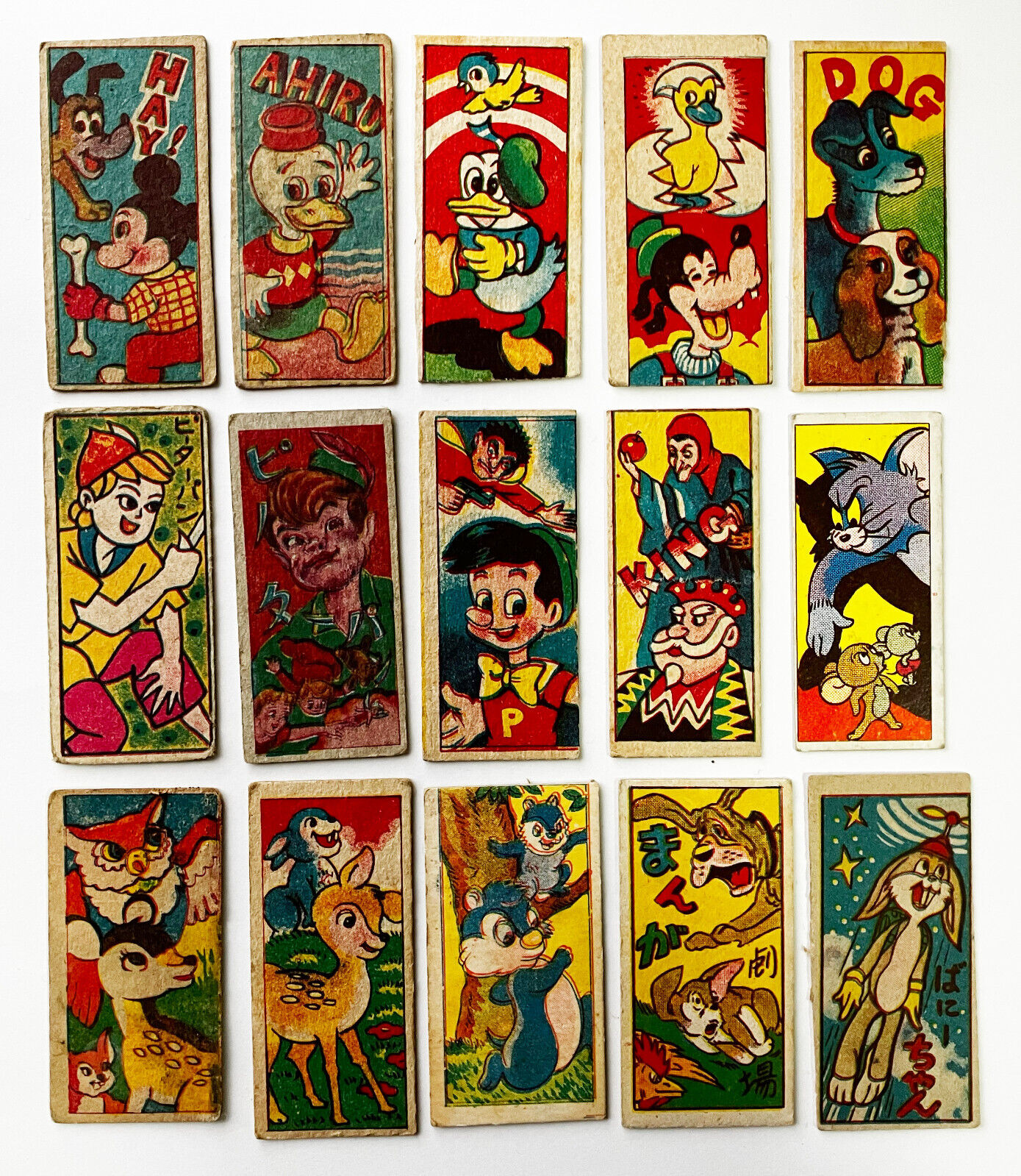 Disney MENKO Vintage 1960's Cards lot 15- Mickey Mouse, Tom and Jerry, Peter Pan