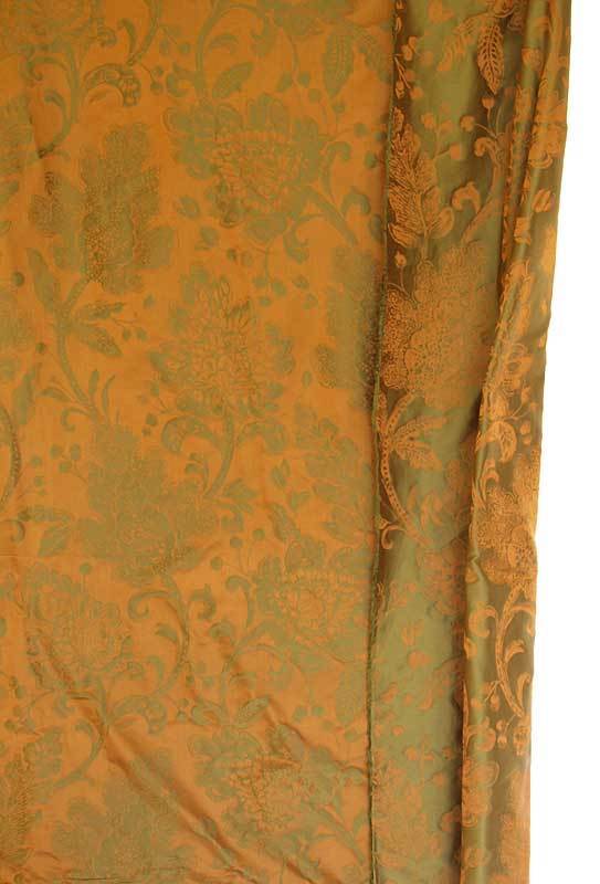 Bronze & Patina Fabric 100% Silk Damask Jacquard Drapery Fabric 55\
