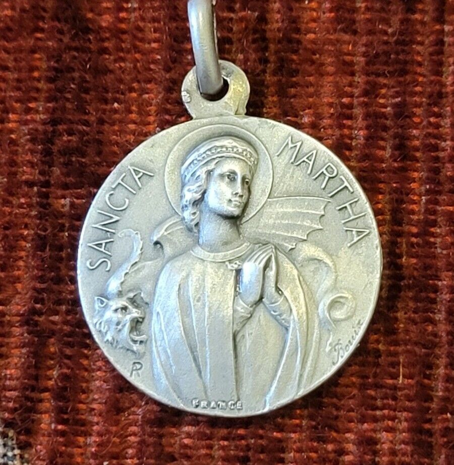 St. Martha Vintage & New Sterling Medal Catholic France Patron Of Homemakers