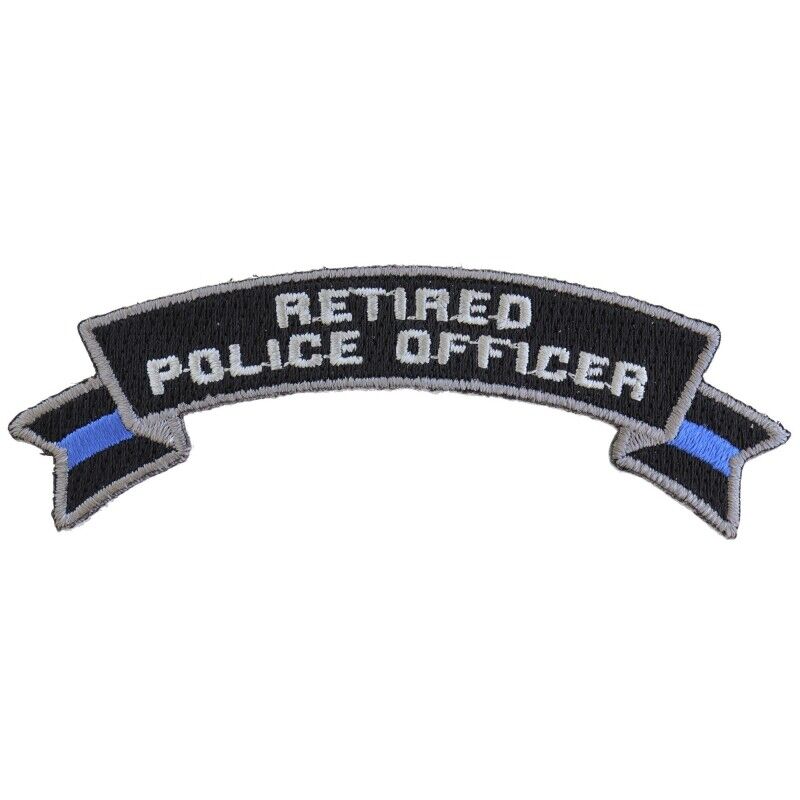 Retired Police Officer  Rocker Sew on Iron on Embroidered Patch  3.1/2\