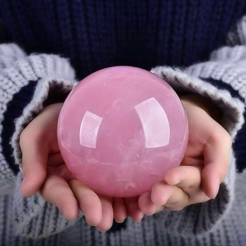 top 1PC Natural rose quartz sphere crystal ball Reiki healing 90-105mm .