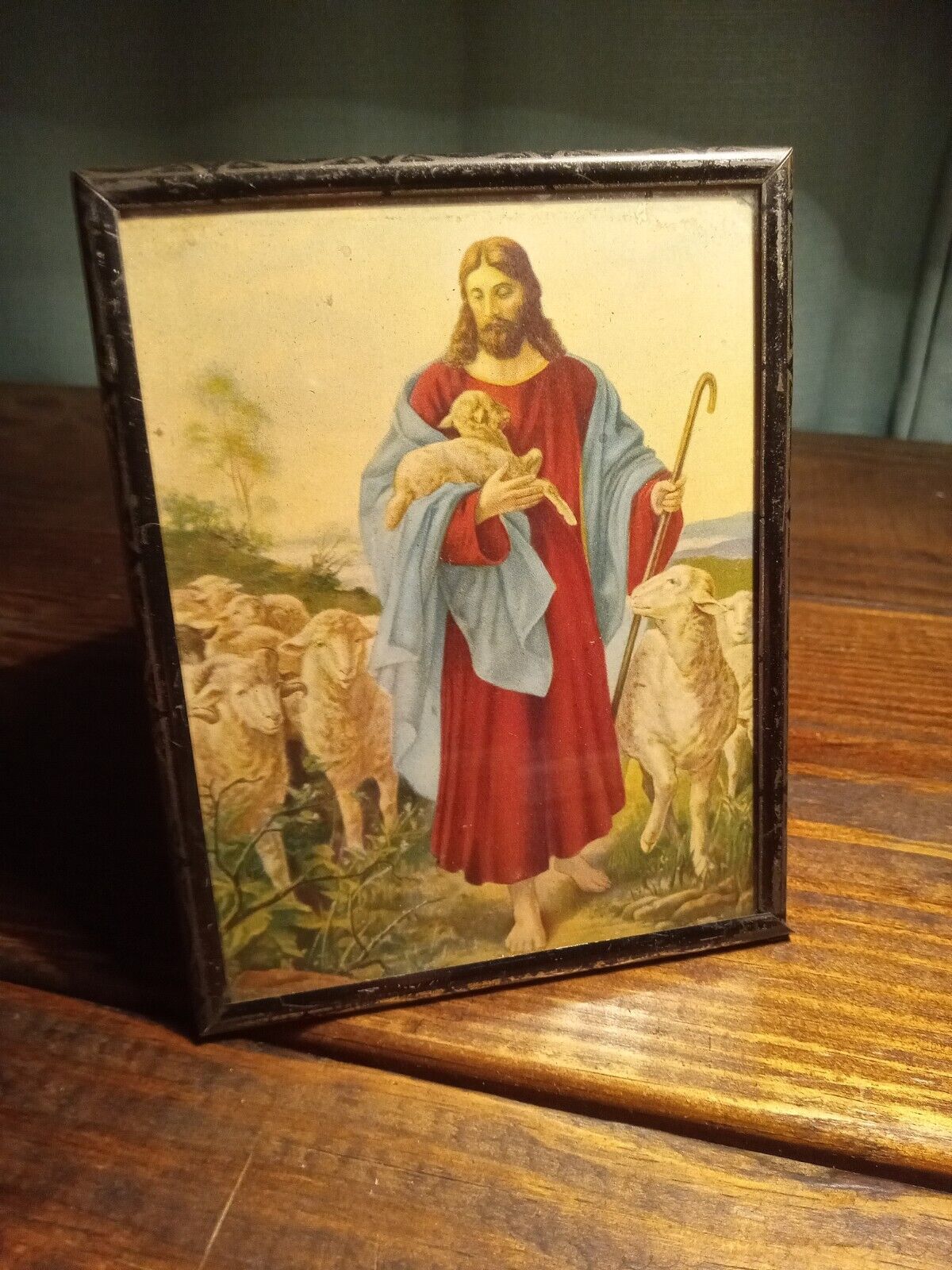 Antique Picture - Jesus the Shepherd Carrying The Lost Lamb - 4\