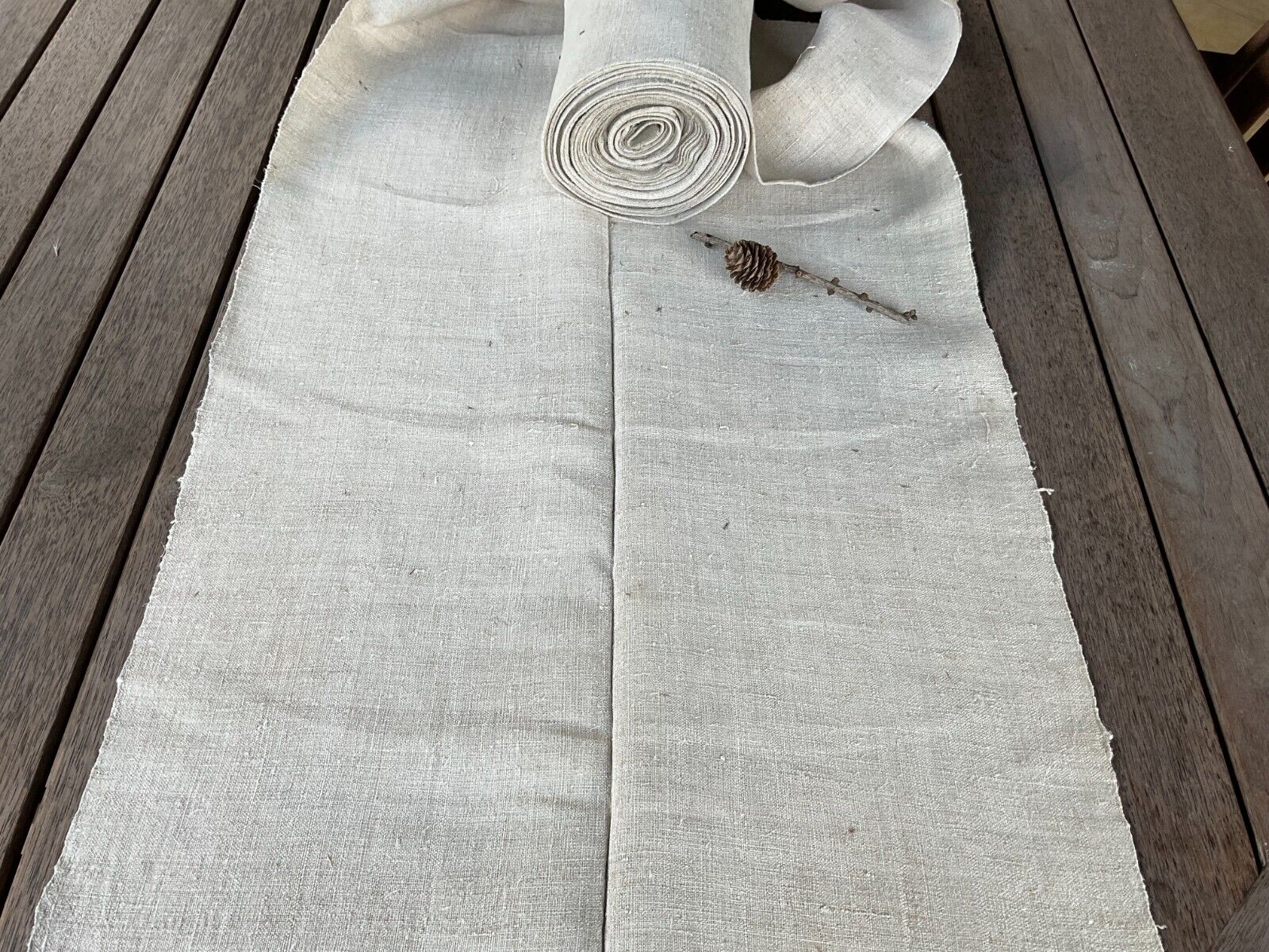 Antique Handwoven Hemp Fabric Old European Homespun Textile Primitive Roll 6 yd