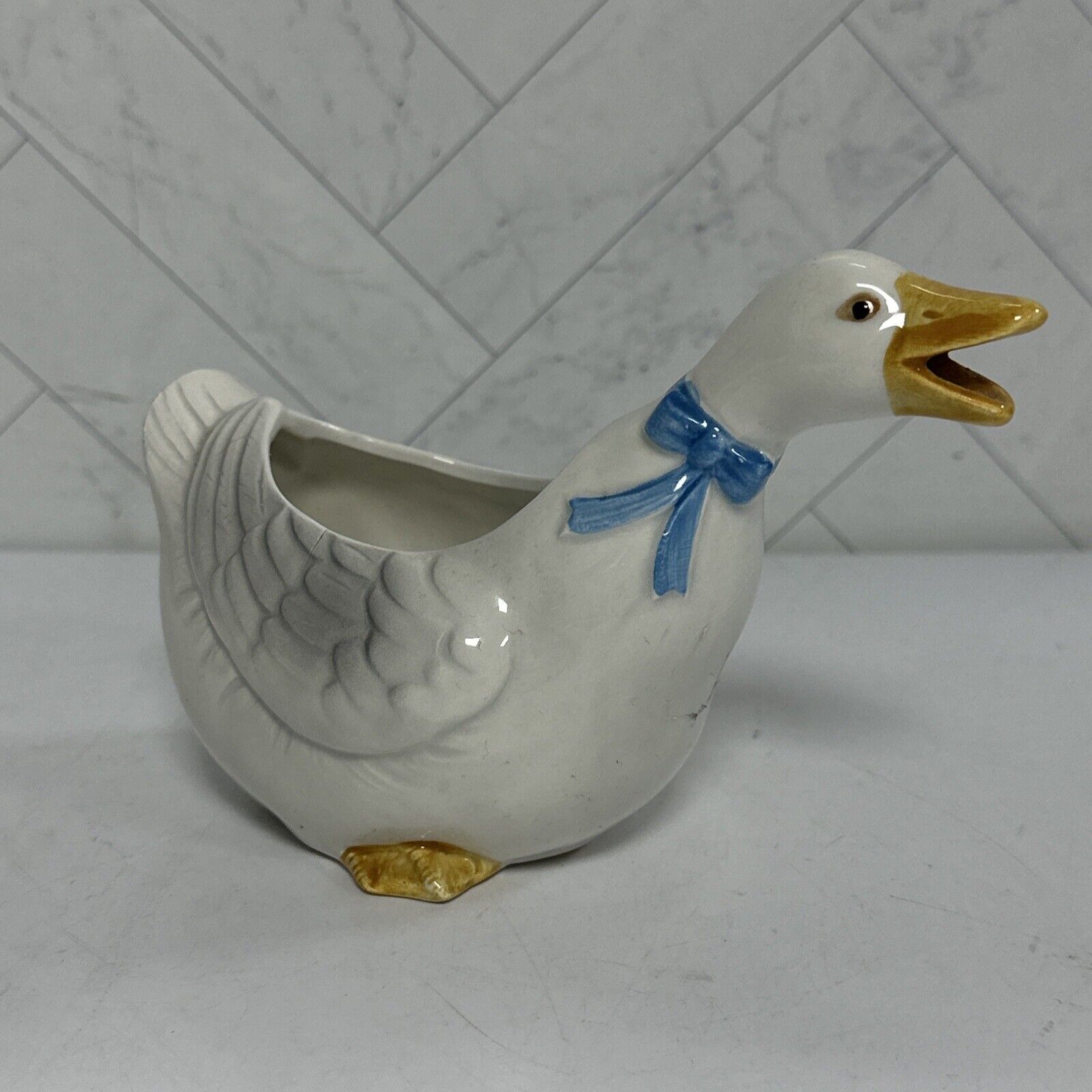 Vintage 1983 Otagiri Ceramic Goose Duck Creamer Planter Japan Collectible