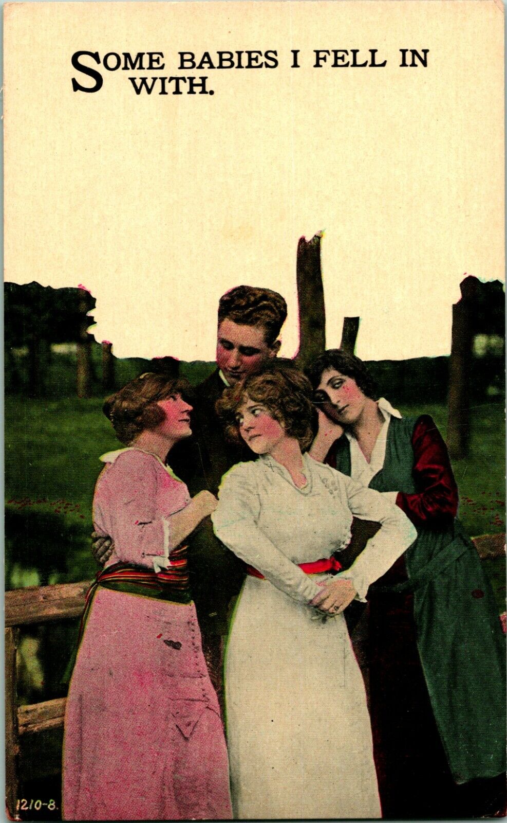Vtg 1900s Postcard - Romance Risque - Some Babies I Fell In With UNP