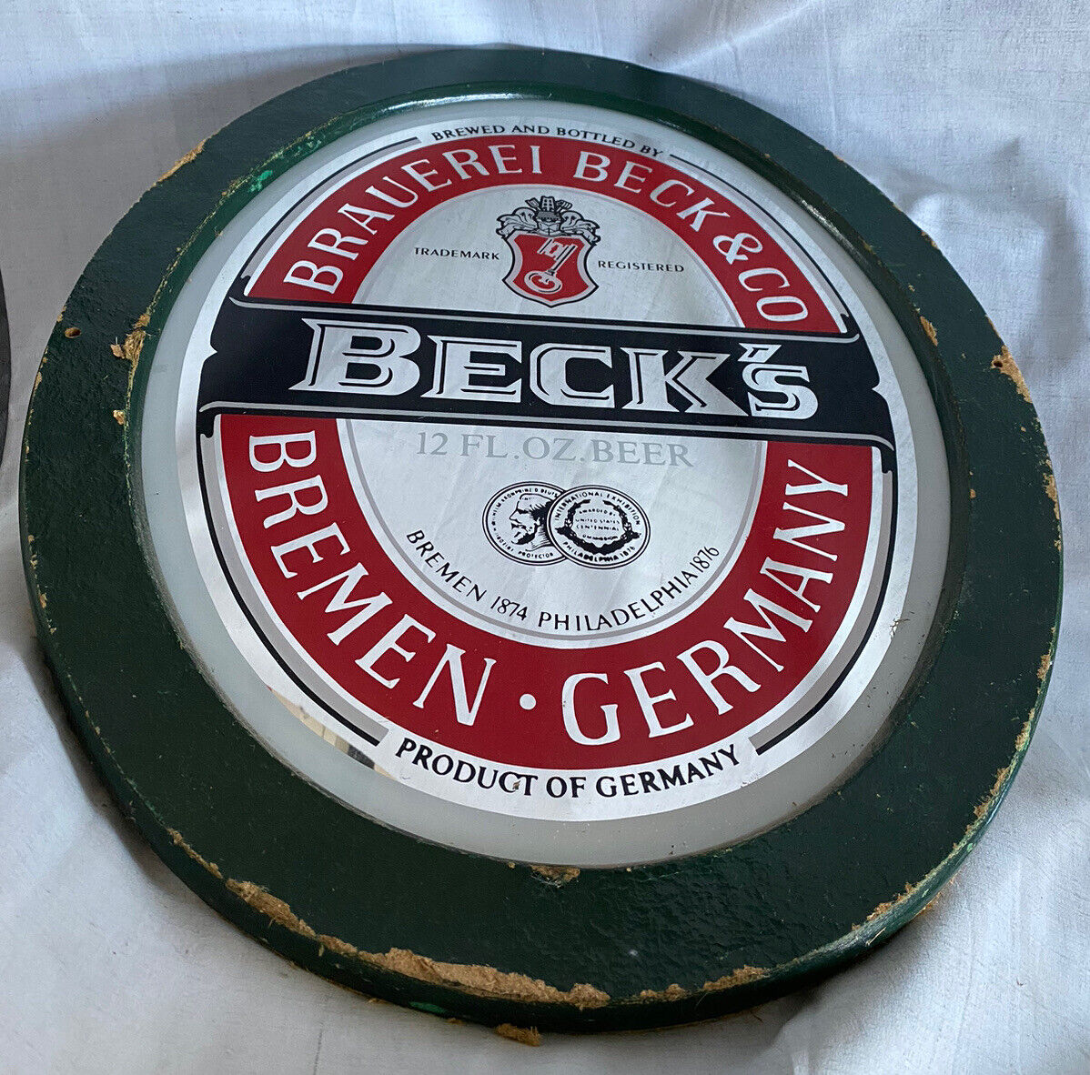 Vintage Original Advertising Beer Ale BECK'S  German Beer Large W/Green Frame