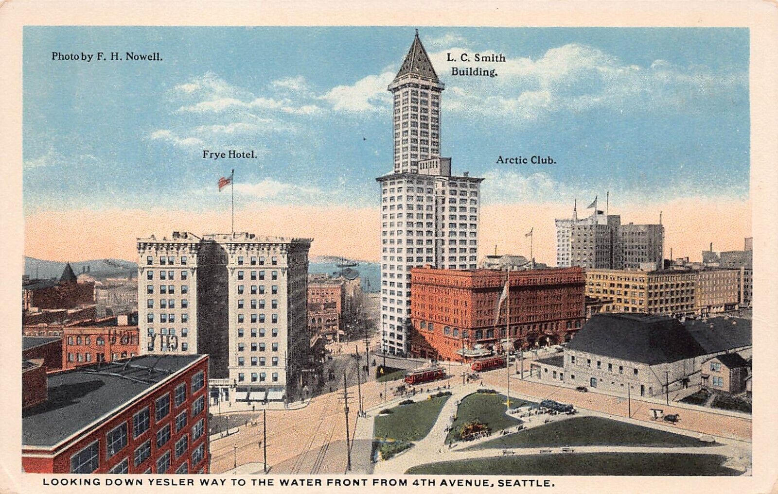 Seattle WA Washington Frye Hotel Courthouse Smith Tower 1920s Vtg Postcard B66