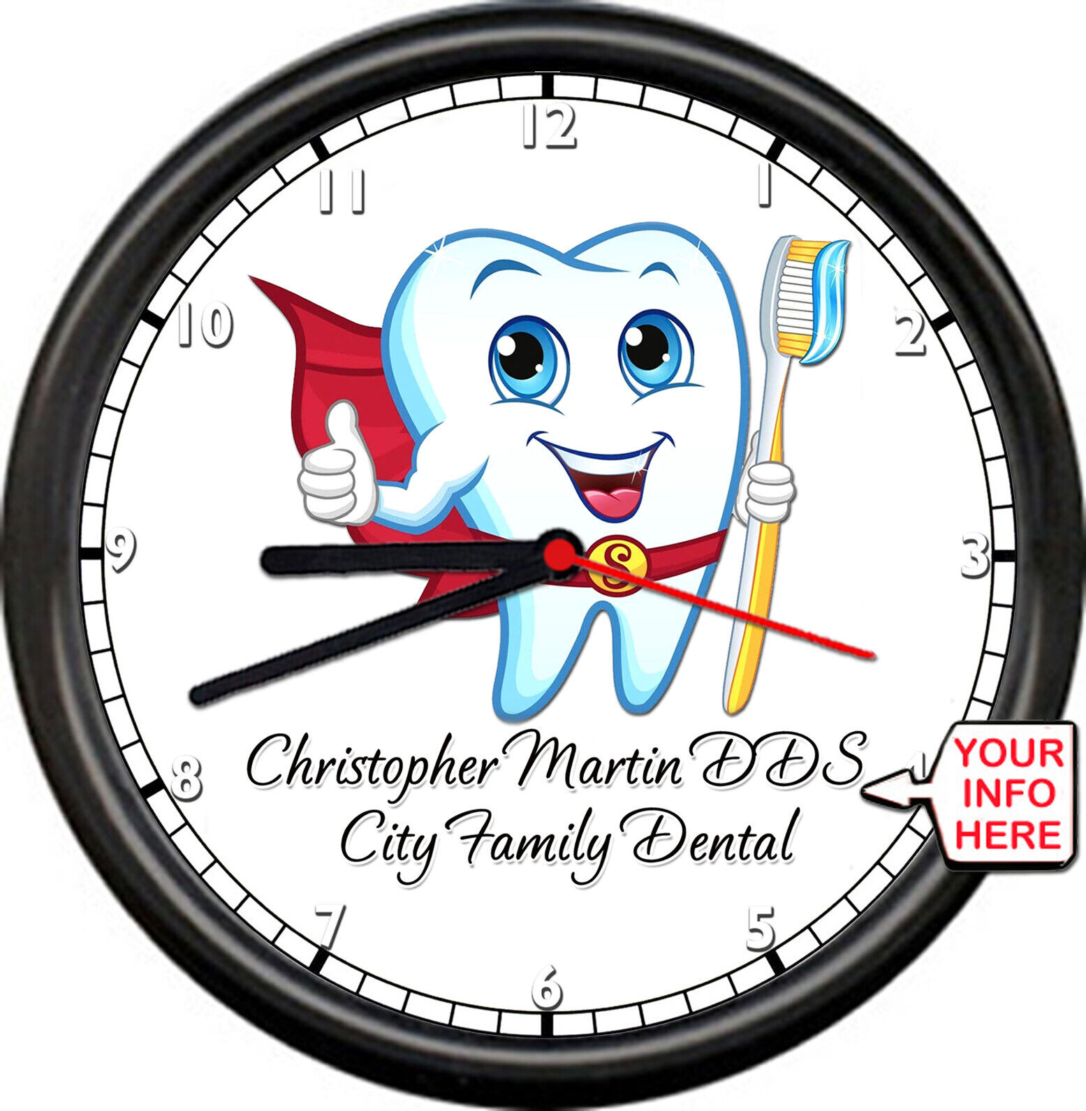 Personalized Your Name Dentist Dental Assistant DDS Office Gift Sign Wall Clock