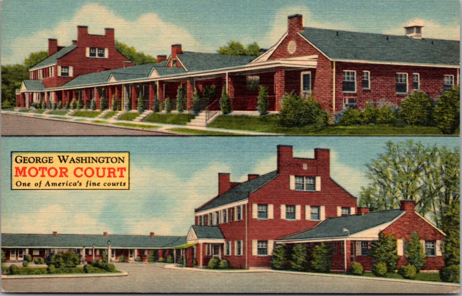 Linen Postcard George Washington Motor Court in Fredericksburg, Virginia