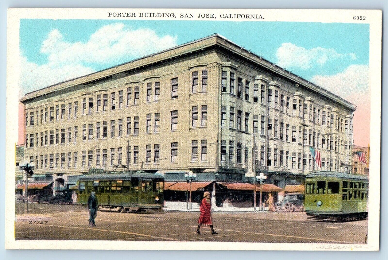 San Jose California CA Postcard Porter Building Exterior c1920 Vintage Antique