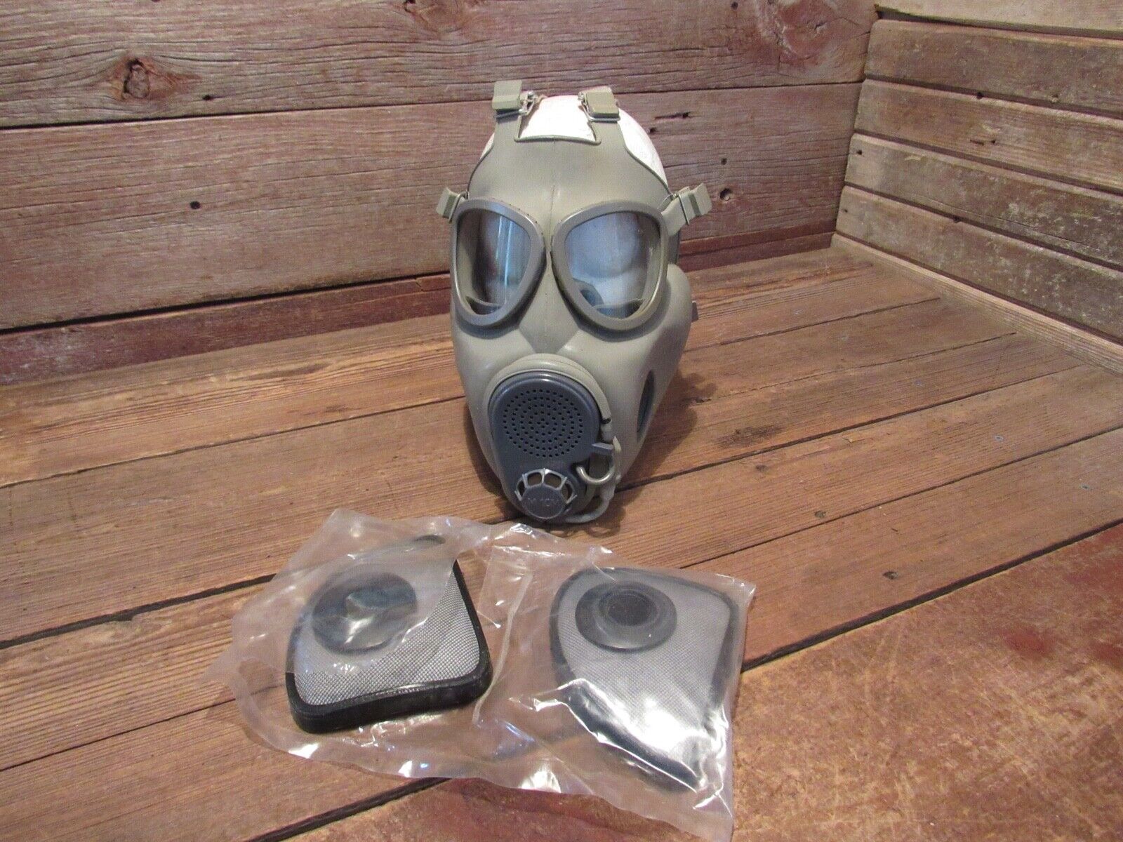 Vintage Gas Mask With Filter Military Field Gear Chemical Biological