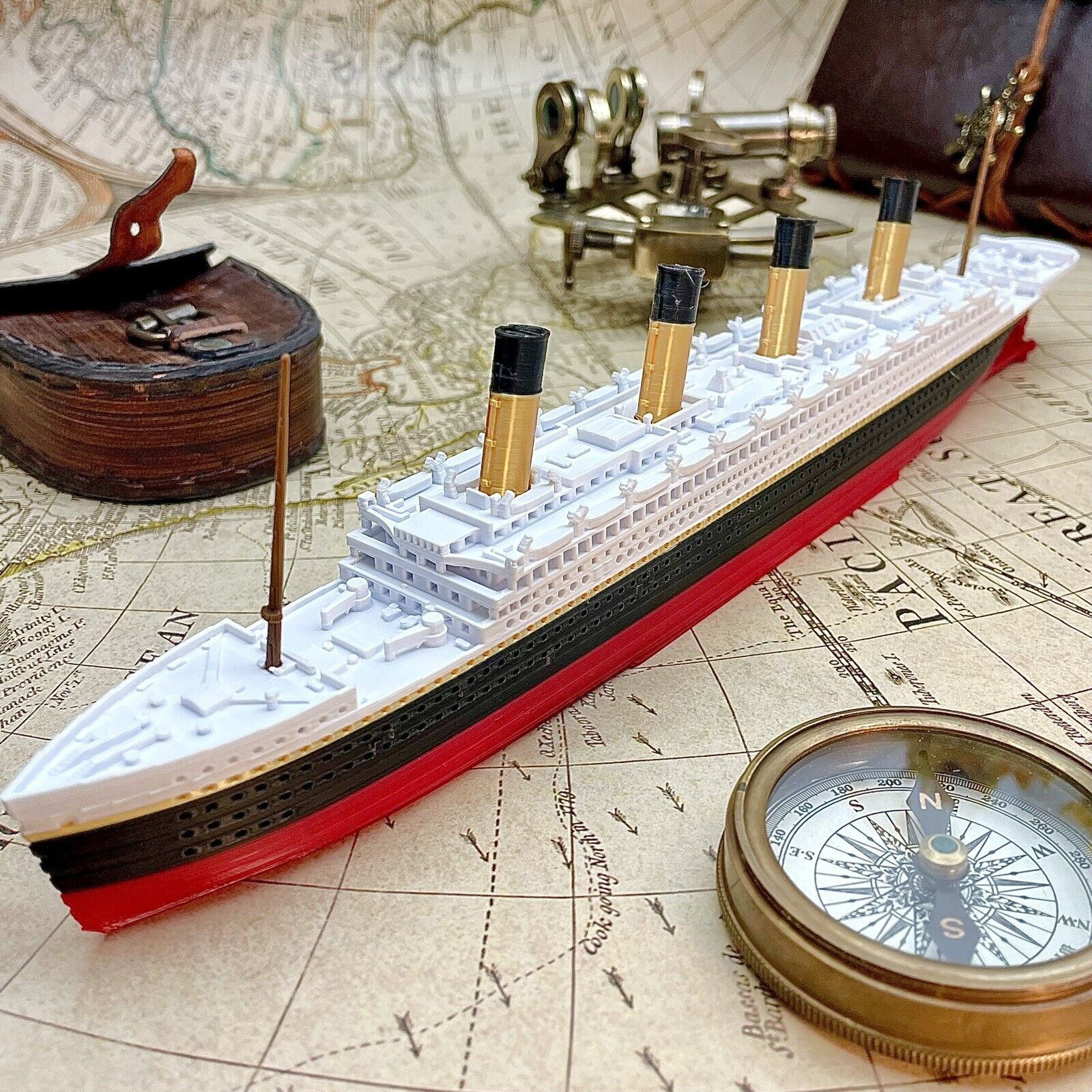 12” RMS Olympic Model, Titanic Toy, Unsinkable Titanic Gift, Titanic Necklace