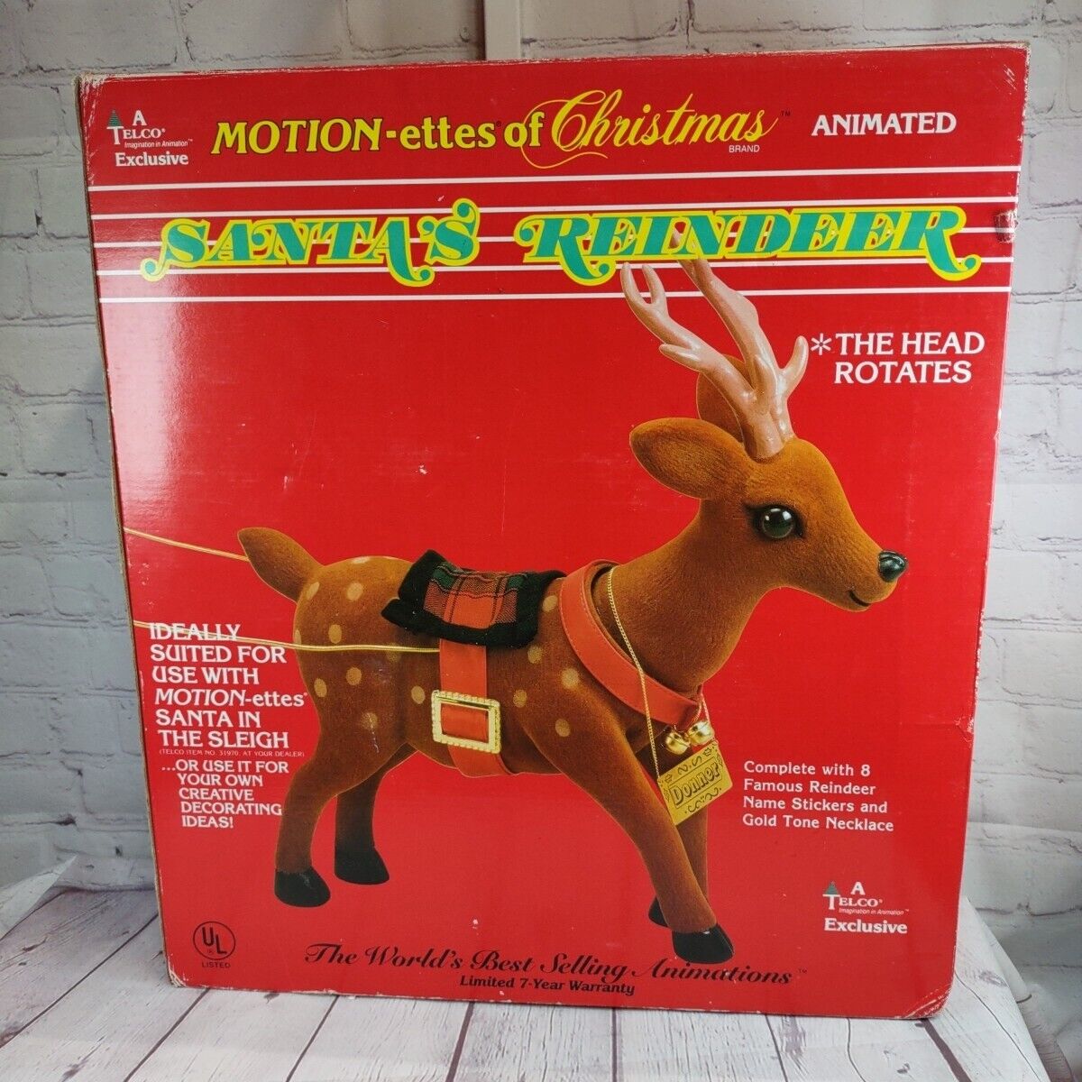 Reindeer Motionette of Christmas Vintage Telco Donner Rotating Head Tested Works