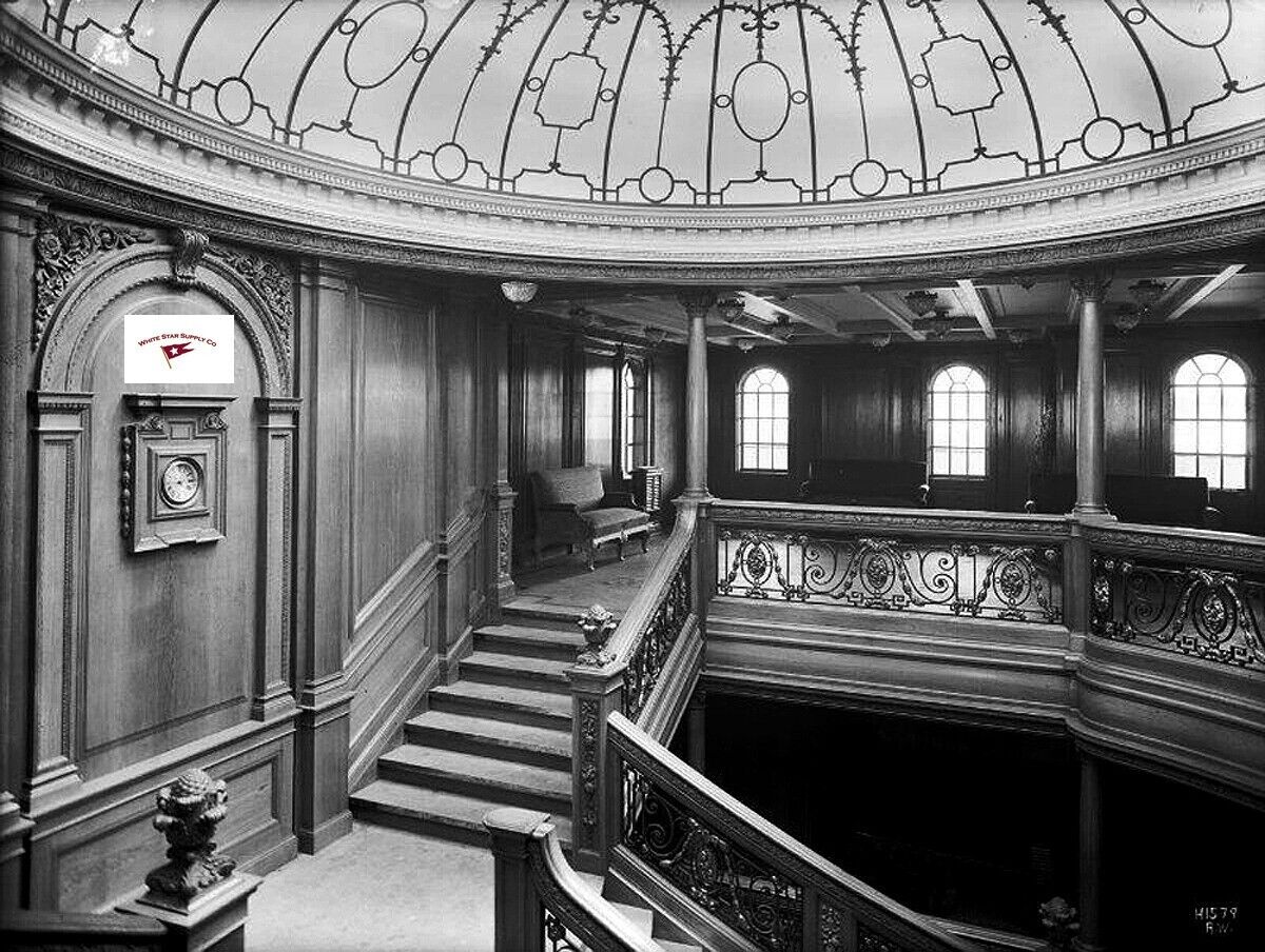 RMS TITANIC, RMS OLYMPIC, INCREDIBLE REPRINT VIEW OF AFT STAIRCASE HQ