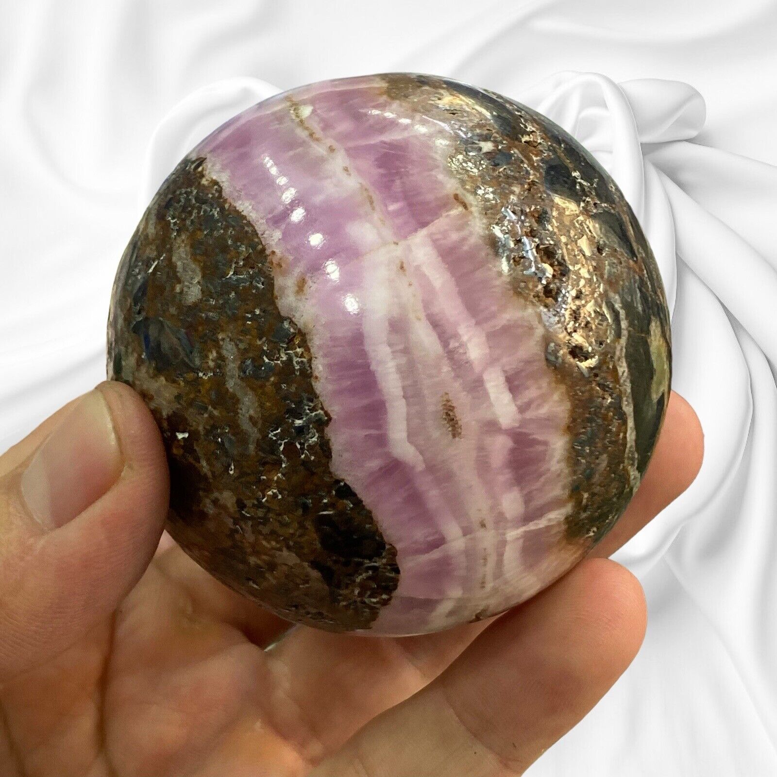 Pink Aragonite Sphere Rare Top Quality Healing Crystal Ball 470g