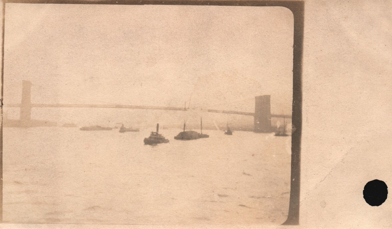 Vintage Postcard 1900's View of Ships Seawater Ocean Long Bridge RPPC