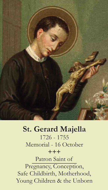 St. Gerard LAMINATED Prayer Card, 5-pack, Plus Two Free Bonus Holy Cards