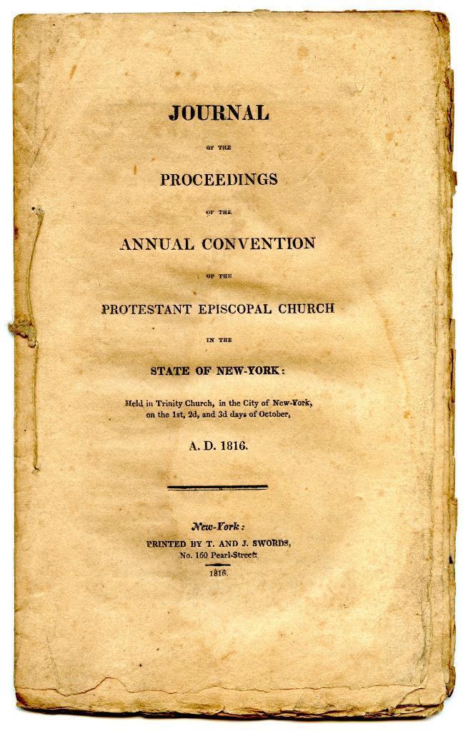 1816 New York Protestant Episcopal Church Journal of Proceedings Softcover Book