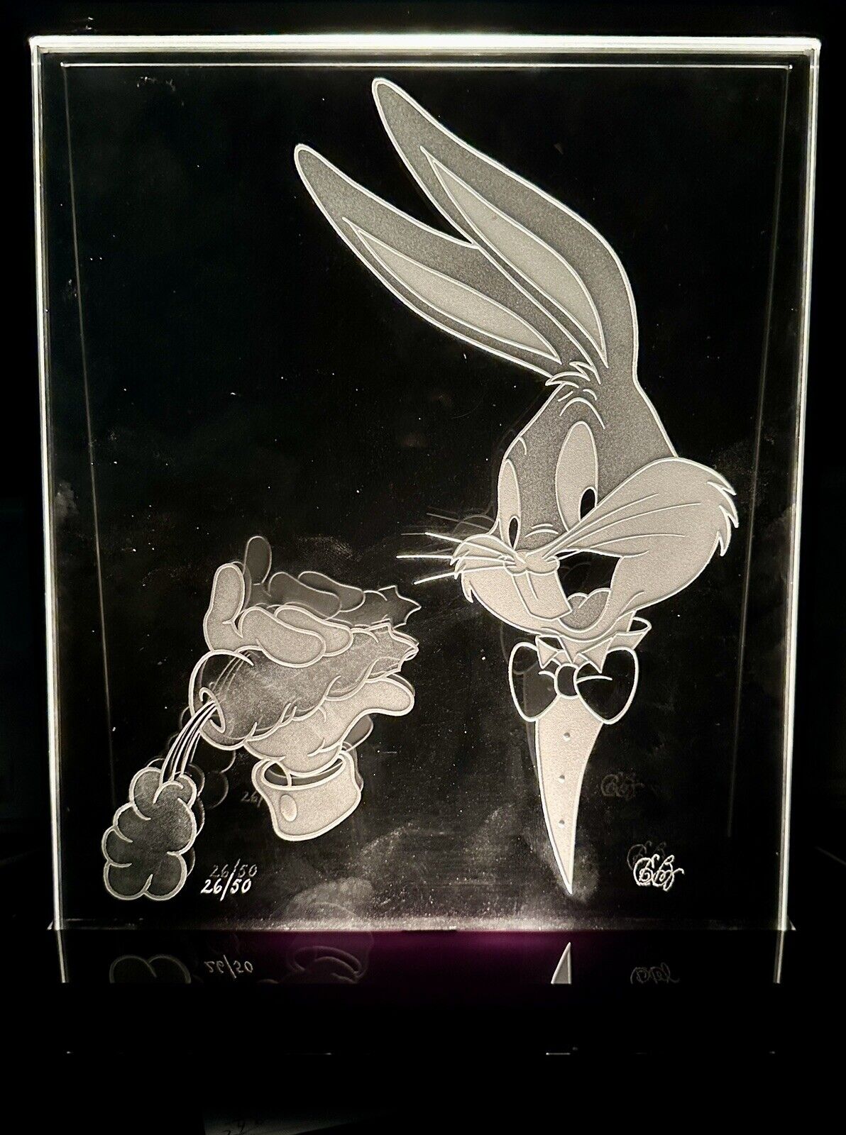 Lighted Sculpture What\'s Up Doc - Bugs Bunny Limited Edition 26/50 Etched Glass
