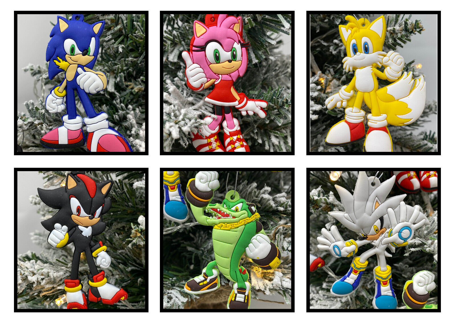 Sonic The Hedgehog 6 Piece Holiday Christmas Tree  Ornament Set   NEW