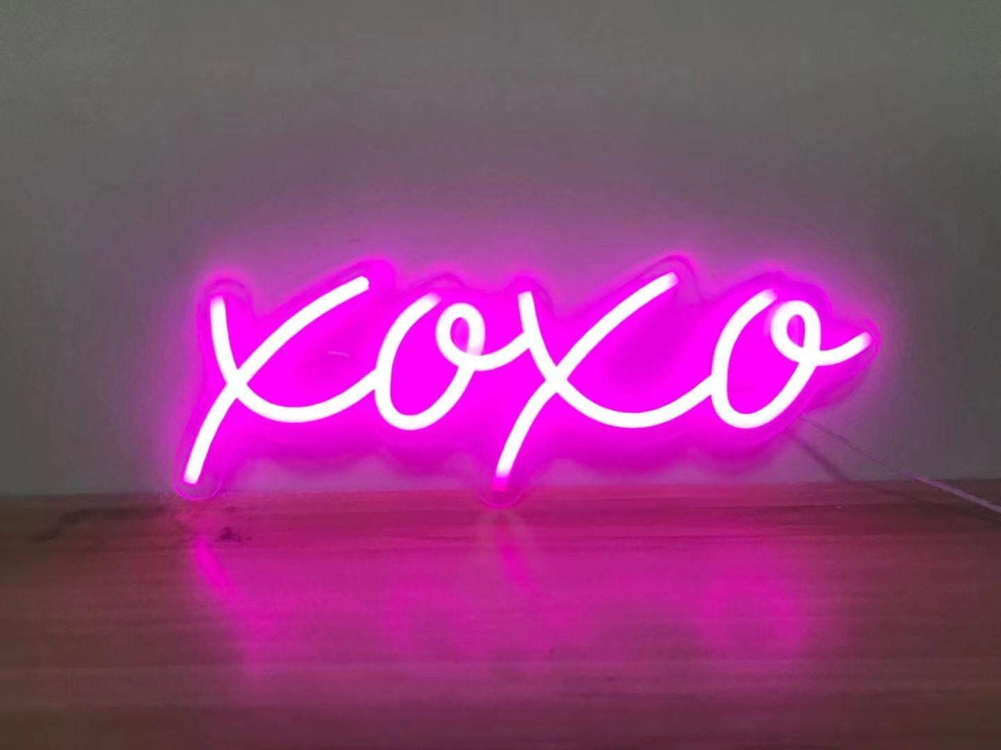 Ulalaza Neon Light Sign LED XOXO Night Lights USB Operated Decorative Marquee Si
