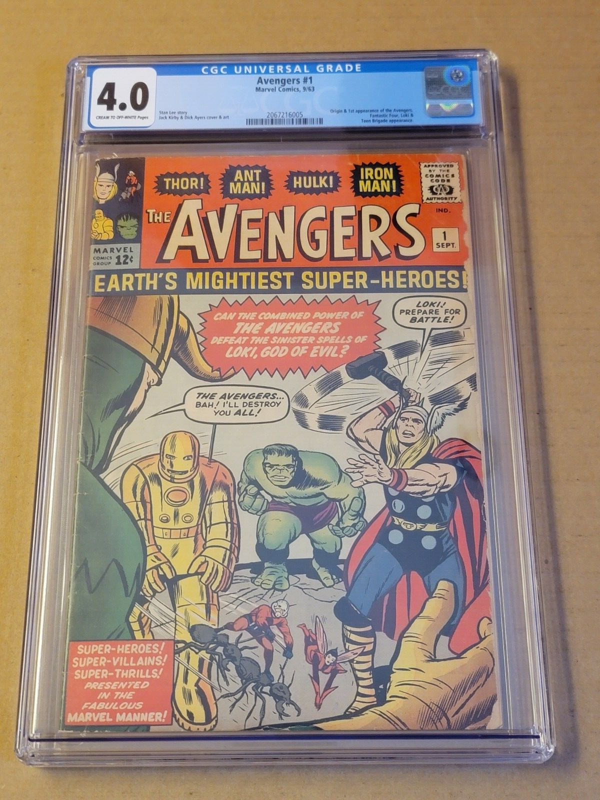 AVENGERS #1 (Marvel; 1963) Jack Kirby Hulk Iron Man Thor Wasp Ant-Man CGC 4.0
