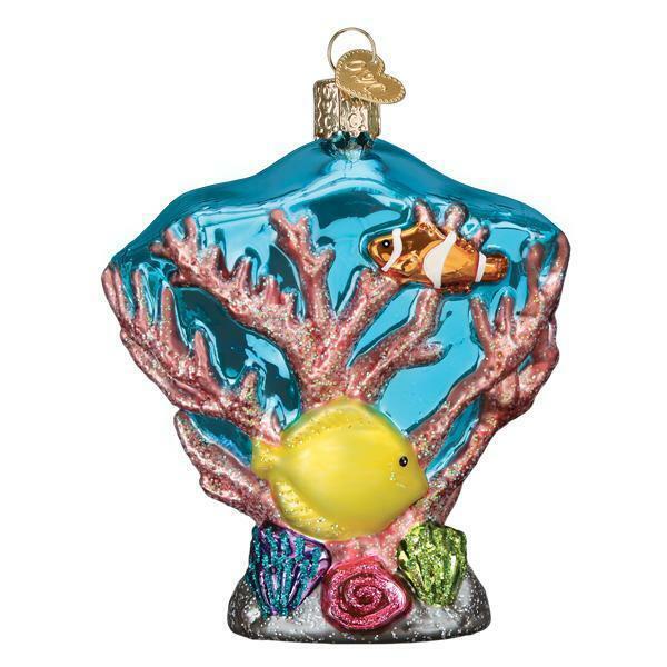 Old World Christmas CORAL REEF (12597) Glass Ornament w/OWC Box